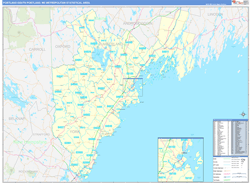 Portland-South Portland Metro Area Wall Map Basic Style 2026